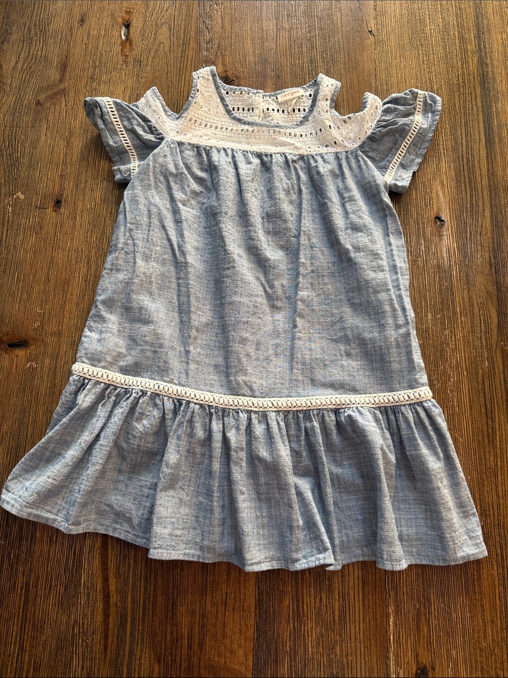 Cat & Jack Light Blue Lace-Trim Cold Shoulder Dress